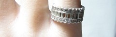 BEAUTIFUL WIDE PLATINUM ART DECO RING/BAND W/ ROUND & BAGUETTE NATURAL DIAMONDS