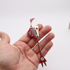 TOD PARDON 1950-1960 “The Procurer” Inlaid Brooch In 14Kt Gold & Sterling Silver