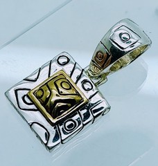 Vintage unique style Two Tone square shape Pendant charm fashion jewelry