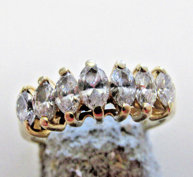Stunning 14k Gold 1.03 ctw Marquise Diamond Ring Band Size 7 SI1-G MAKE OFFER