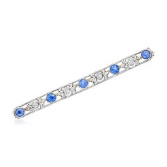 Vintage 1.00 ct. t.w. Sapphire Bar Pin with .20 ct. t.w. Diamonds in Platinum