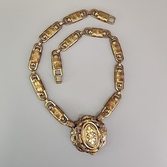 Vintage Kramer of NY Necklace Book Chain Victorian Revival Gold Tone SHORT 14″