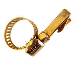 Vintage Ideal 6202 Hose Clamp Gold Tone Tie Bar 1.75″ Clasp Clip Plumber Novelty