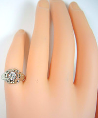Antique Art Deco Engagement Belais 18K White Gold EGL USA Ring Size 4.25