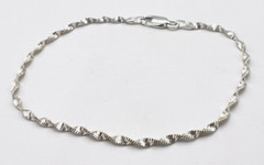 Rhodium Plated Sterling Silver IBB 925 Italy Twisted Chain Bracelet