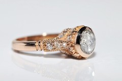 New Made 18k Gold Natural Diamond Decorated Solitaire Amazing Ring