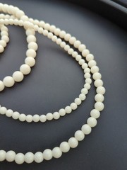 Multiple Strand Cream Platic Bead Necklace Retro Vtg Style 14″ 7 Strand
