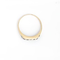 Art Deco 14K Gold White Topaz Pave Set Band Gold Ring, Size 7
