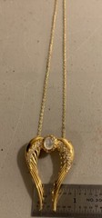 Vintage Sterling Silver Angel Wing Pendant Necklace 20” Gold Over 925