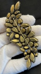 VTG Regency Signed Rhinestone Amber Champagne Brooch & Earring Set Spray