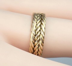 Fine Antique Victorian Solid 18K Gold Braided Rope Twist Eternity Band Ring 6.25