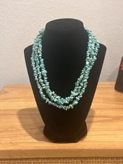 Vintage Beaded Necklace | Genuine Turquoise | 3 Strands | 20” Clasp to Close