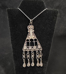 Vintage Yemeni Necklace Ethnic Chandelier Filigree Israeli Silver 925 Oriental