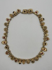 RARE Vintage Unsigned Goldette Victorian Revival Sliding Charm Necklace 16″