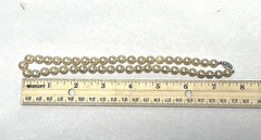 Vintage Akoya Cultured Pearl Necklace 15in Choker 7.8mm Cream Knotted Silver