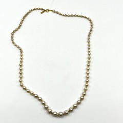 Vintage Marvella Cream Faux Pearl Necklace Gold Tone Graduated Bead Strand 18”