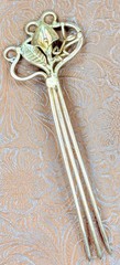 Vintage Solid Brass Hair Comb/Pins~Calla Lily Flower w Vines & Leaf ~Art Nouveau
