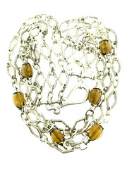 Charles Krypell Smoky Quartz Multi-Row Chain Necklace~14Kt & 925 Sterling Silver