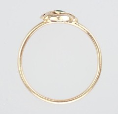 Dainty Antique Edwardian Solid 15k Gold Green Paste Floral Flower Ring – Sz 6.25