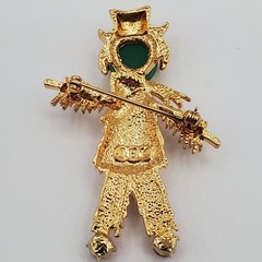 JBK Brooch 2.5in Gold Tone Glass Cabochons Scarecrow Camrose  Kross MCM Repro