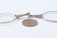 ANTIQUE ENGLISH VICTORIAN 9K GOLD FOLDING LORGNETTE / QUIZZING GLASS c1880