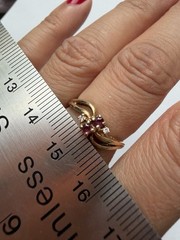 Solid 14k gold vintage pink sapphire diamond ring