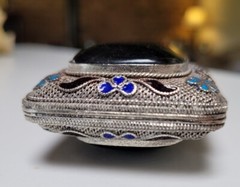 Antique Onyx Scent 62mm Chinese Export Filigree Cloisonne Enamel Pendant Locket