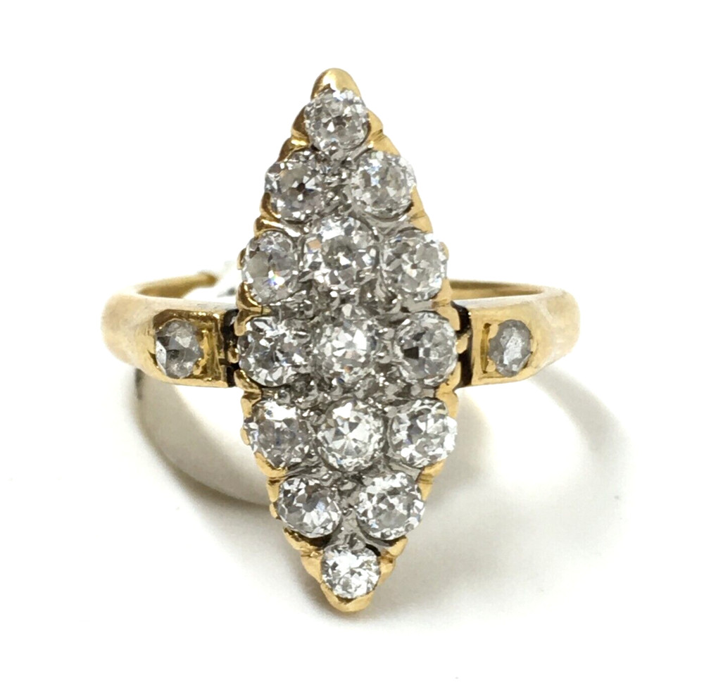 Vintage 18k Yellow Gold Cluster Cocktail 0.60CT Old Miner Diamond Ring Estate