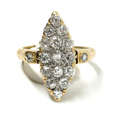 Vintage 18k Yellow Gold Cluster Cocktail 0.60CT Old Miner Diamond Ring Estate