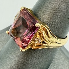 Vtg Solid 14k Yellow Gold Over 6 Carat Pink Topaz Ring Designer John C Rinker