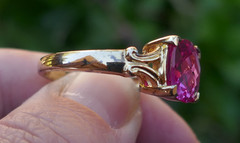 Vintage Vermieled Sterling Silver & Faceted Pink Stone Ring – Size 9.75