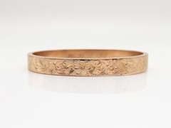 Antique Signed $5000 1911 10mm 10k Yellow Gold ENGRAVED Bangle Bracelet 14g RARE