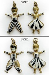 Rare Antique 14K Gold Enamel Nénette & Rintintin Lucky Charm Pair France