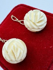Vintage Carved Roses And 10k/14k Gold Earrings No Clasps