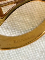 Vintage 1970s Stamped 18K H.G.E. Faux Amethyst Cocktail Ring Size 9