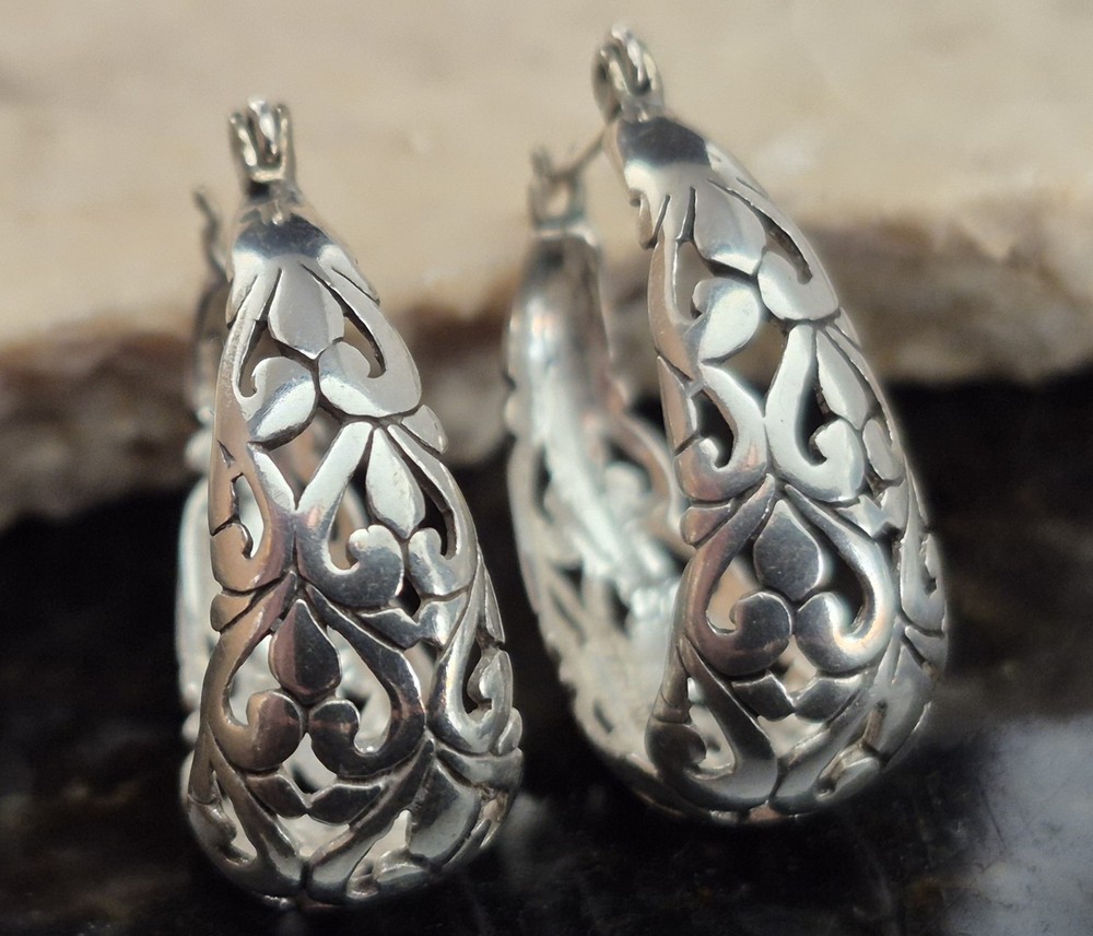 Vintage Jezlaine Sterling Filigree Earrings