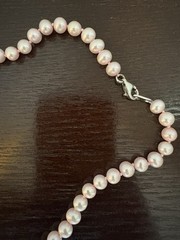 Vintage Franklin Mint Pink Pearl Single Strand Knotted Necklace Never Worn