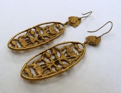 3 1/8″ LONG VSA || VIRGINS SAINTS & ANGELS SACRED HEART FLOWER FILIGREE EARRINGS