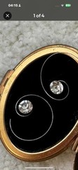 VTG Volupte USA Wire Man Made Diamond Earrings w/ Oval Shell Shaped Jewelry Case