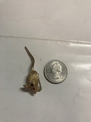 Vintage 2 inch mouse with Chain tail pin, red eyes Brooch Gold Color