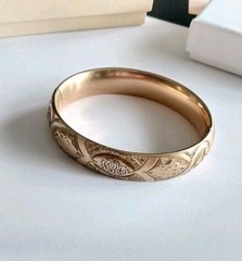 ANTIQUE VICTORIAN EDWARDIAN ART NOUVEAU GOLD FILLED HINGED BANGLE BRACELET 1908