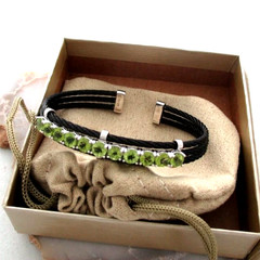 DK JTV GREEN PERIDOT STAINLESS STEEL CUFF BRACELET 5.00CTW NIB