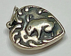 Estate Silver Heart Charm Pendant Bunny Rabbit Vintage Antique Puffy 925 US
