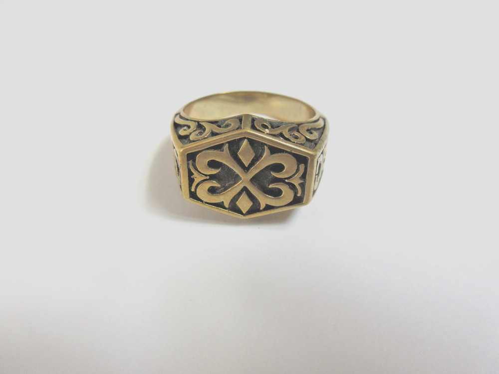 VTG PHOENIX ENGRAVING VIKING STYLE BRASS SIGNET RING – SZ 13