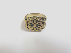 VTG PHOENIX ENGRAVING VIKING STYLE BRASS SIGNET RING – SZ 13
