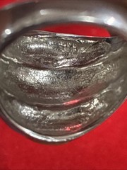 Vintage Unisex Adult Silver-Tone Taupe Red Blue Ring Size 8 (FC118-1 Q6246