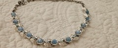 Vintage Judy Lee 3-pc Set, Silver Tone Leaf Blue Moonstone, Clip-Ons