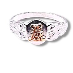 A Initial Signet 10k Gold Letter top Sterling Silver 925 Pinky Child Ring Sz 4