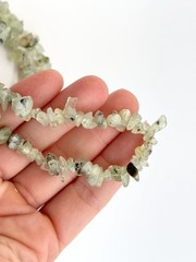 Prehnite Beaded Chip Long Stranded Vintage Green Necklace – 36″