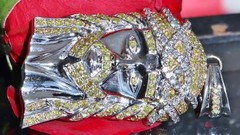 14k 585 white gold pendant 6.75ct diamond 2.70″ Jesus face charm 45.2gr C-67